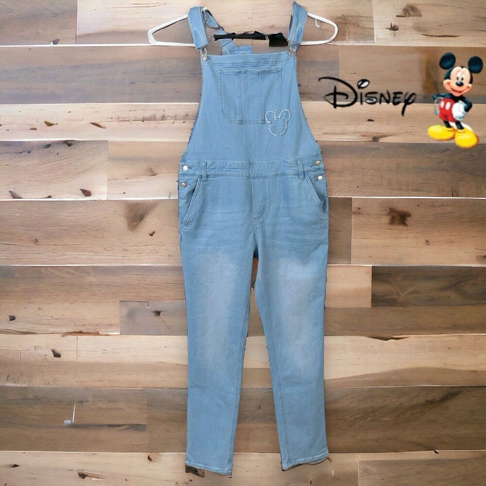 Disney Parks Our Universe Womens Size Medium Mickey Mouse Denim Overalls NWT